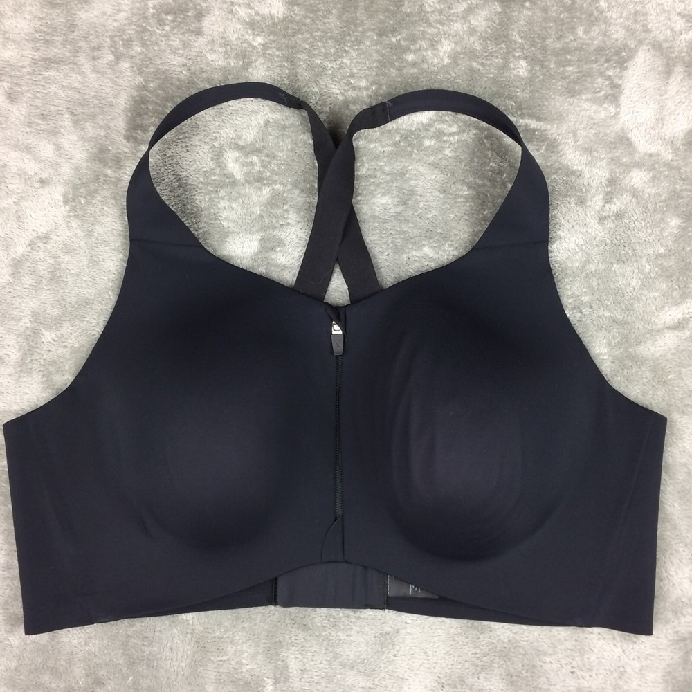 KNIX T-Shirt Bra Size 8 Padded Front Zip Black Wireless Comfort